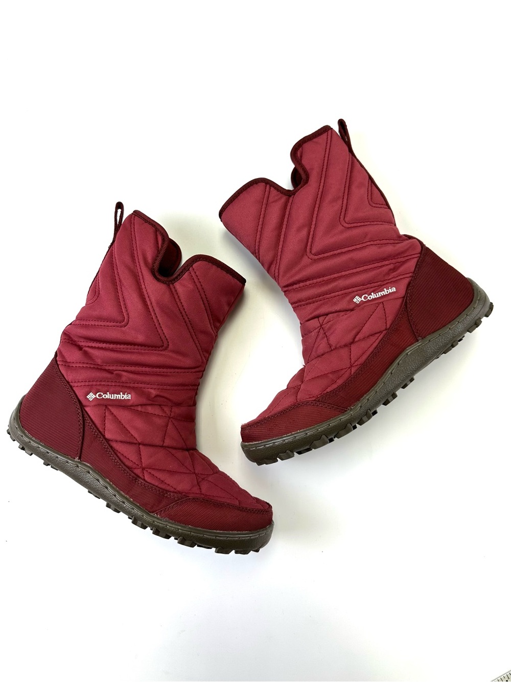 Columbia Minx Slip III Waterproof Burgundy Winter Snow Boots Womens Size 7 Quilt